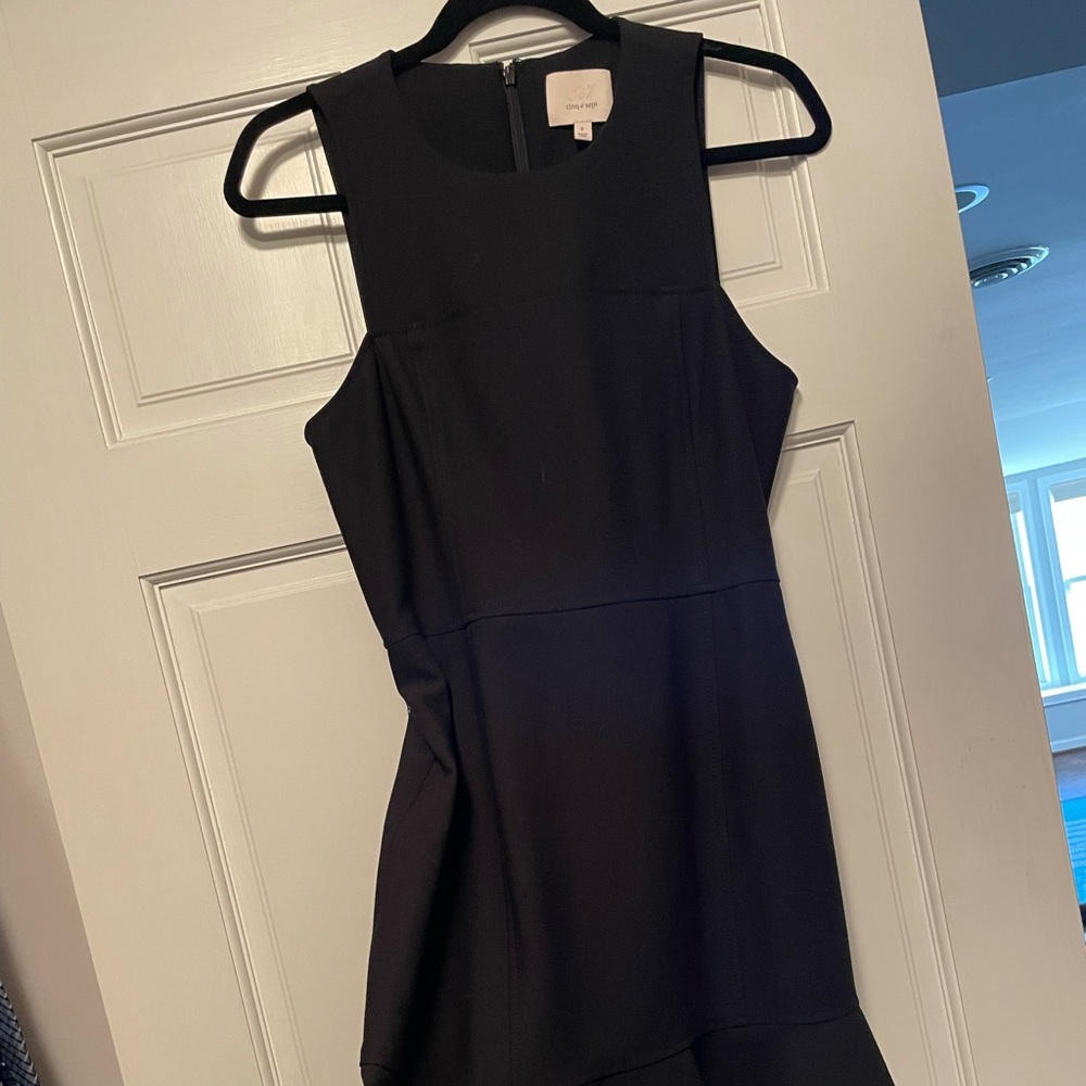 Cinq A Sept black mermaid style dress with tie belt